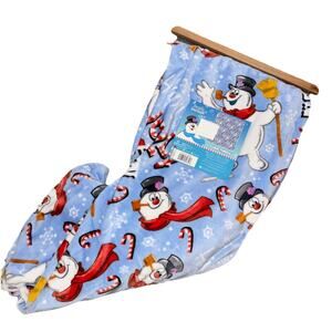 Frosty The Snowman Cloud Throw Blanket Viral TikTok Candy Cane Light Blue SOFT